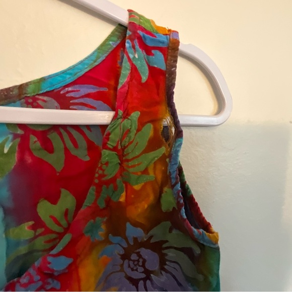 Colorful Floral Sleeveless Top boho vintage hippie - Picture 2 of 2